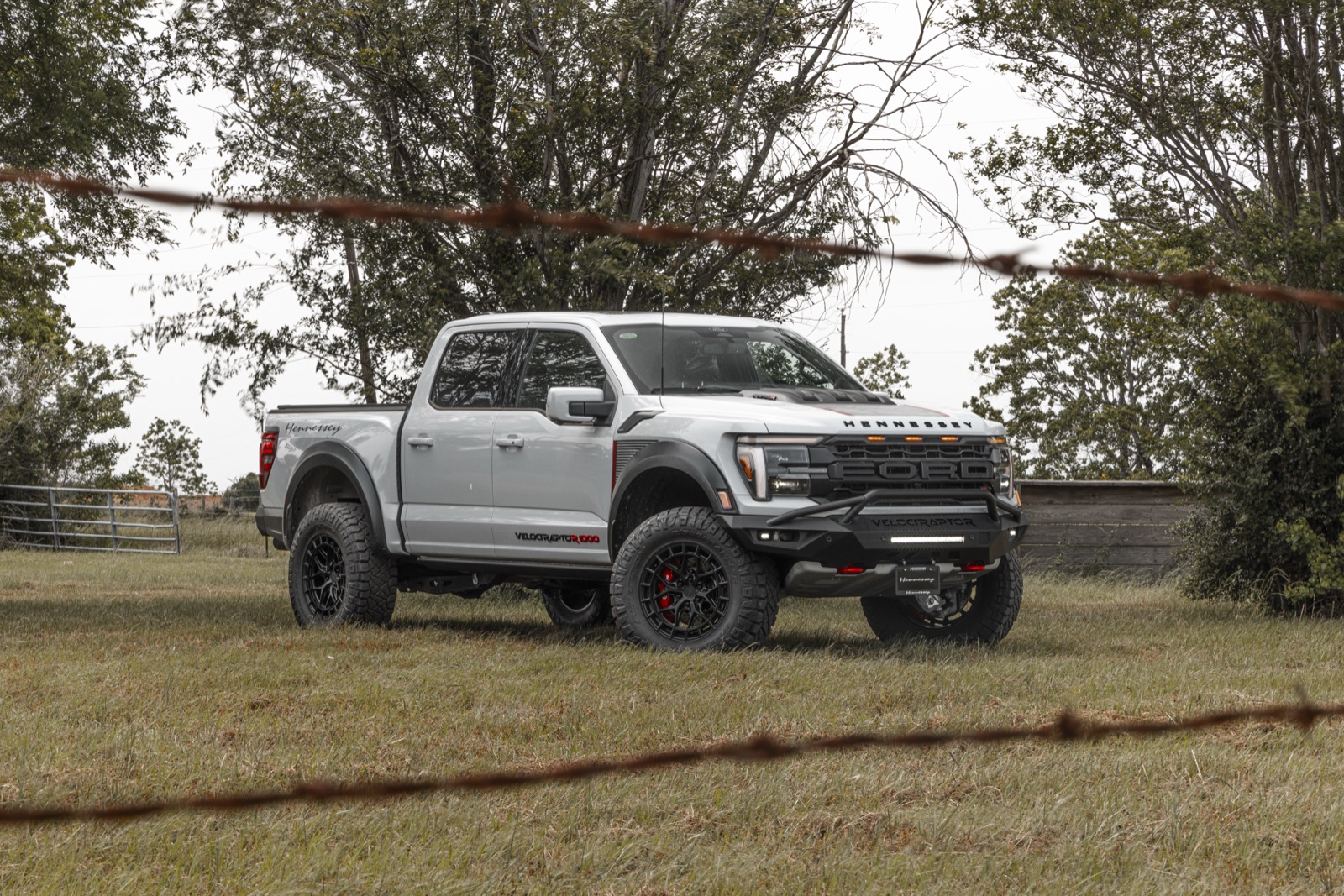 White Hennessey VelociRaptoR 1000 Ford F-150 Raptor R on a Texas ranch